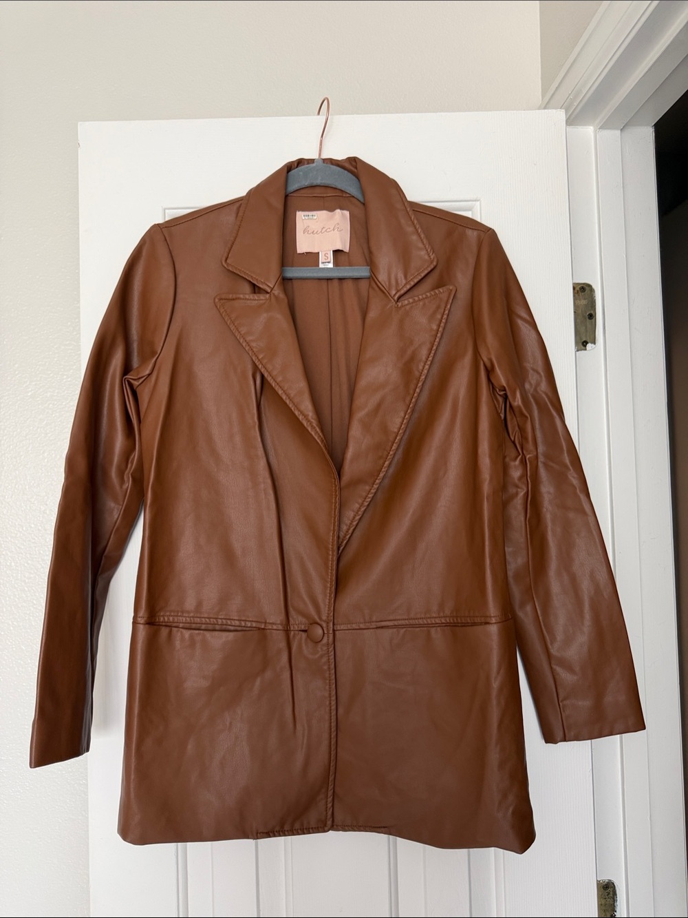 Hutch Chestnut Brown Faux Leather Blazer Size small